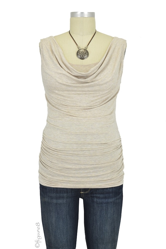 Baju Mama Ava Sleeveless Maternity & Nursing Cowl Neck Top (Latte) Baju Mama Ava Sleeveless Maternity & Nursing Cowl Neck Top (Latte)