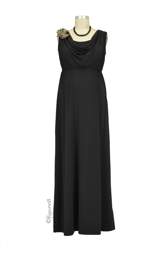 Gwen Applique Nursing Dress (Black)