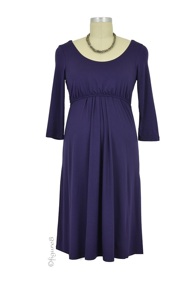 Ying 3/4 Sleeve Nursing Dress (Dark Purple)