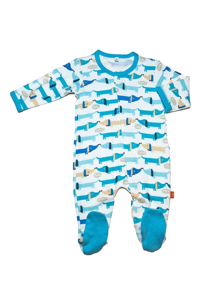 Magnetic Me™ by Magnificent Baby Cotton Hello Hot Dog Footie (Blue Hello Hotdog)