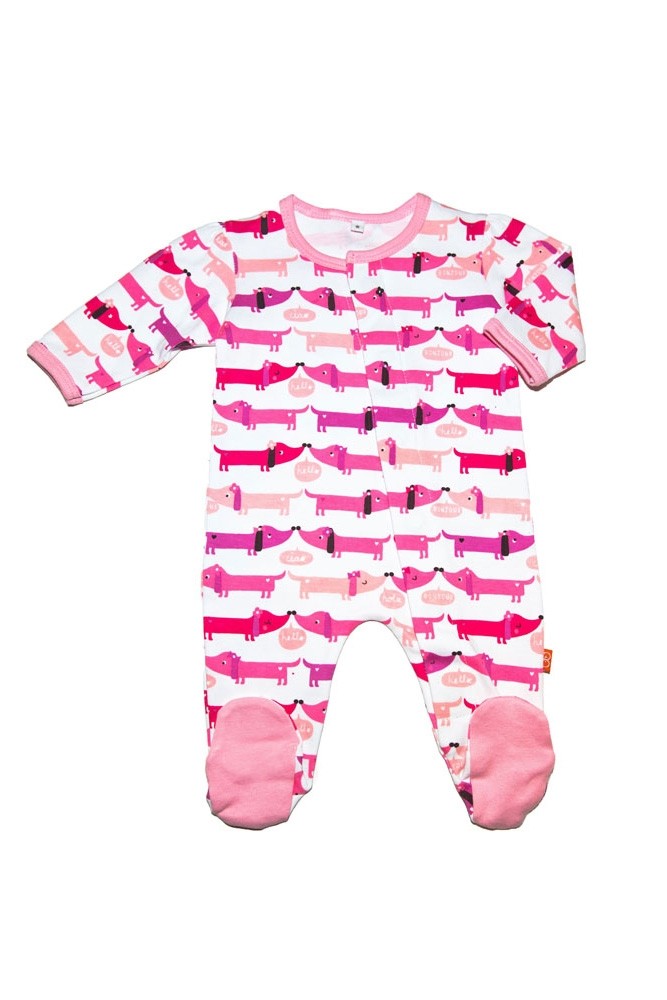 Magnetic Me™ by Magnificent Baby Cotton Hello Hot Dog Footie (Pink Hello Hotdog)