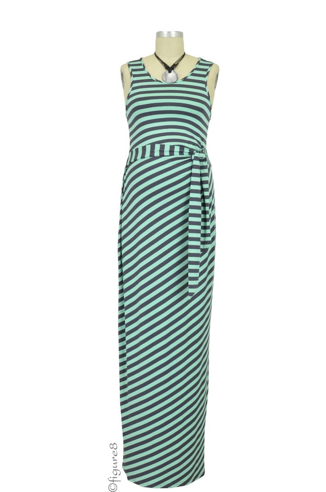 Side Tie Maxi Maternity Dress (Spearmint & Sulphur)