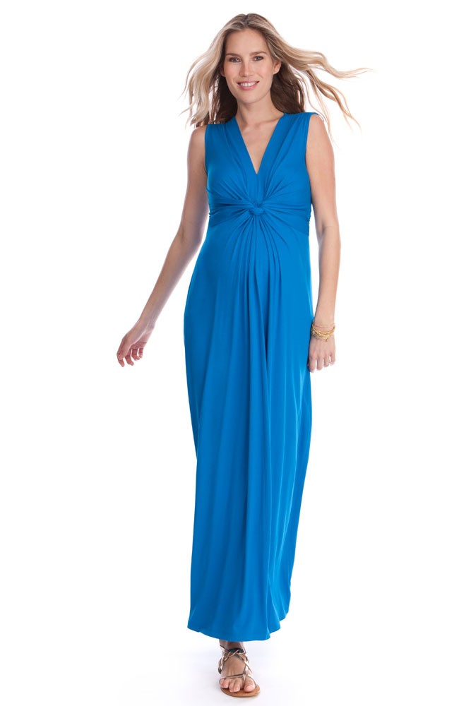 Seraphine Jo Knot Front Maxi Maternity Dress (Seaside)