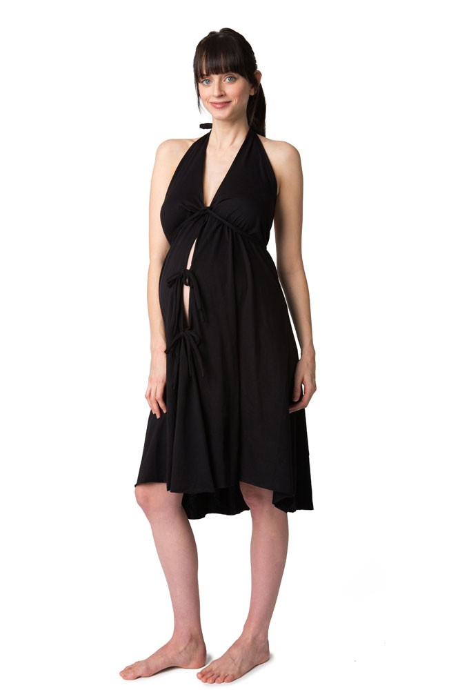 Pretty Pushers Women's Cotton Jersey Labor Gown- Plus Size (Black)
