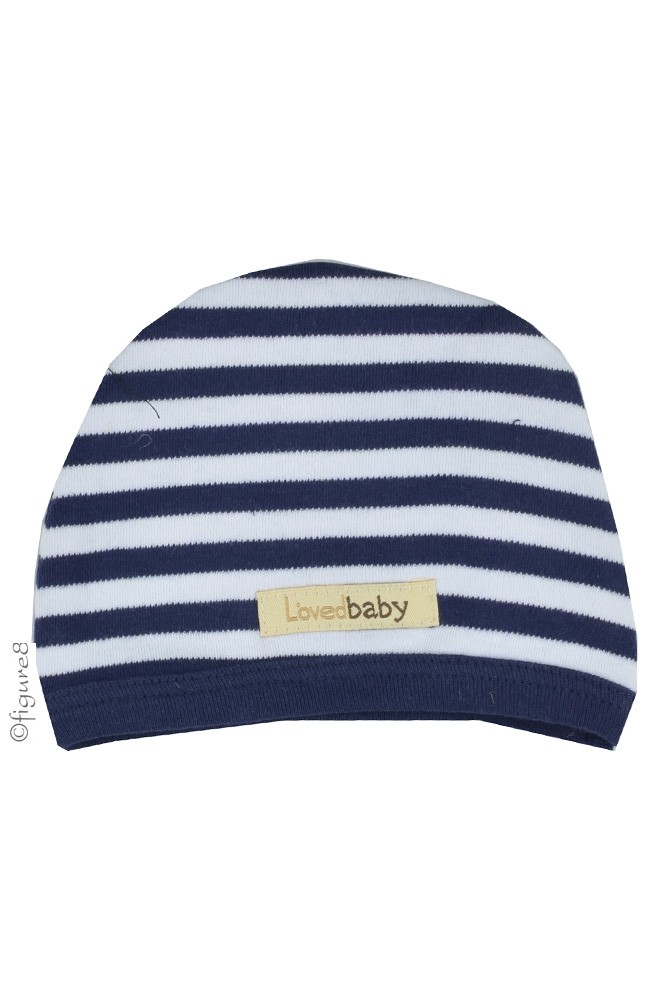 L'ovedbaby Organic Cotton Cute Baby Cap (Navy & White)