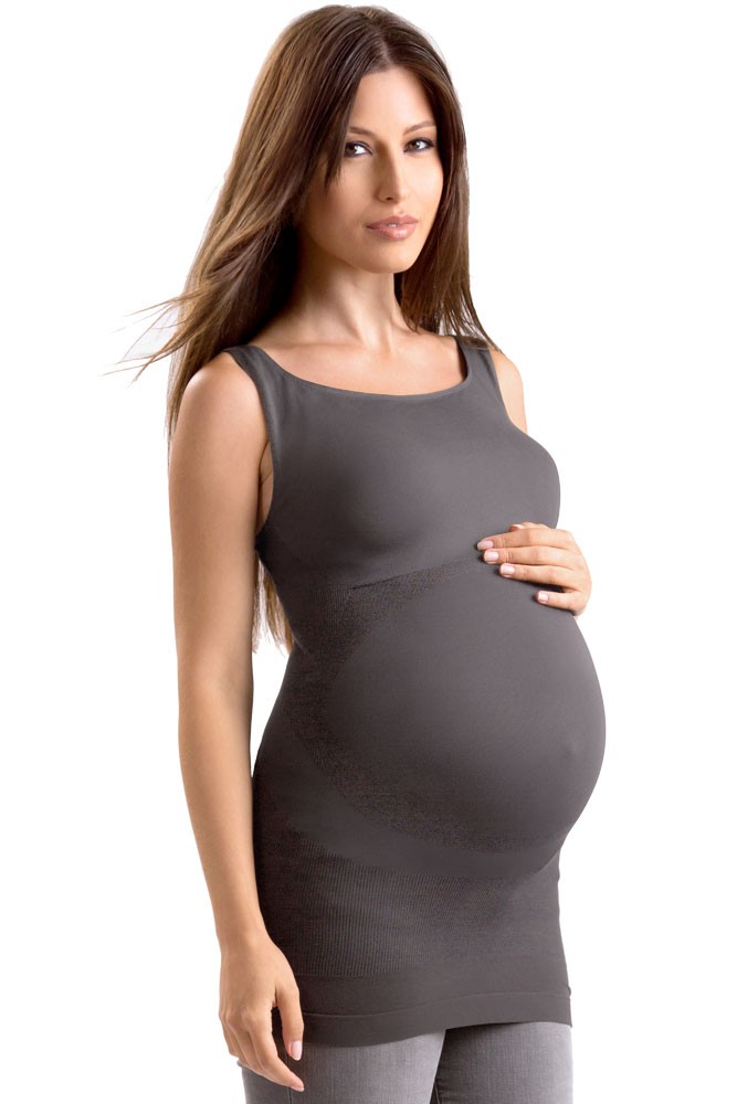 Blanqi Maternity BodyStyler, High- Performance Belly Support Tank Top (Dark Grey)