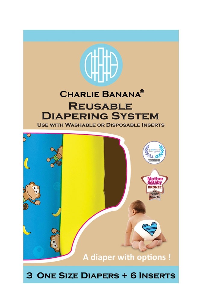 Charlie Banana® 2-in-1 Reusable Diapers - 3 Pack (Monkey Doo)