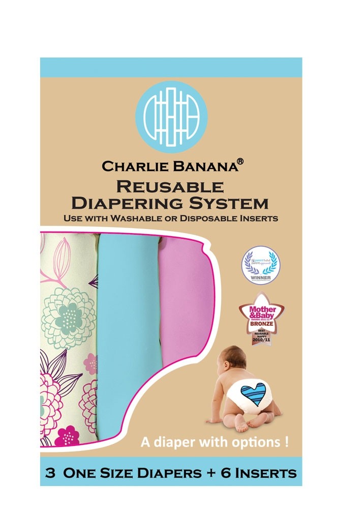 Charlie Banana® 2-in-1 Reusable Diapers - 3 Pack (Peony Blossom)