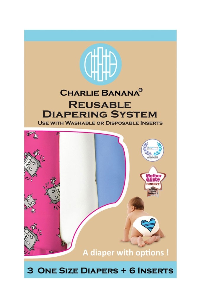 Charlie Banana® 2-in-1 Reusable Diapers - 3 Pack (Hot Robot)