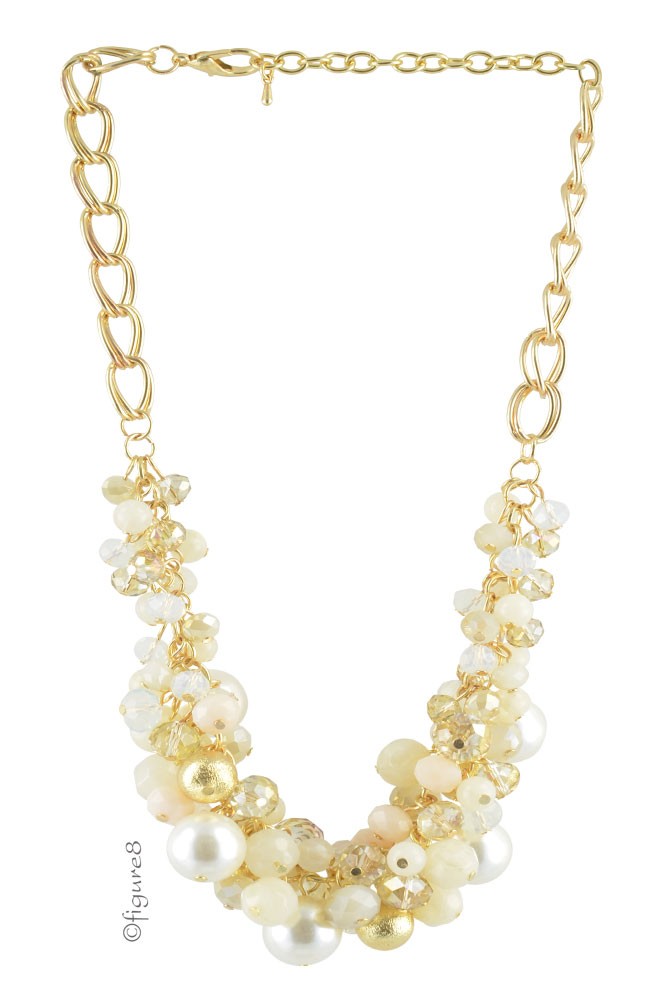 Katarina Faux Pearl Drape Necklace (Ivory)