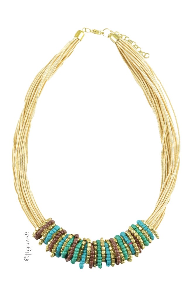 Marisol Gold Detailed Necklace (Turquoise)