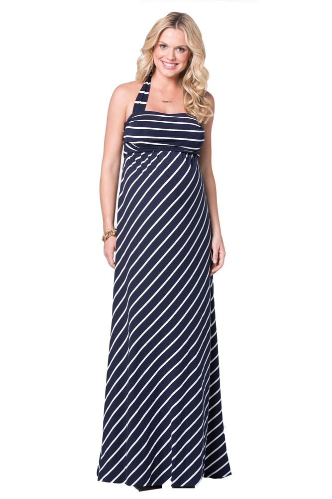Ingrid & Isabel Stripes Convertible Maxi Maternity Dress (Navy Stripes)