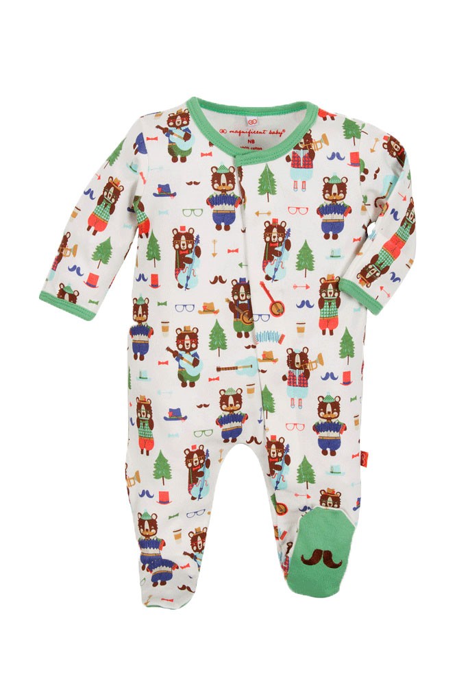 Magnificent Baby Boy's Footie (Hipster Bear Band)