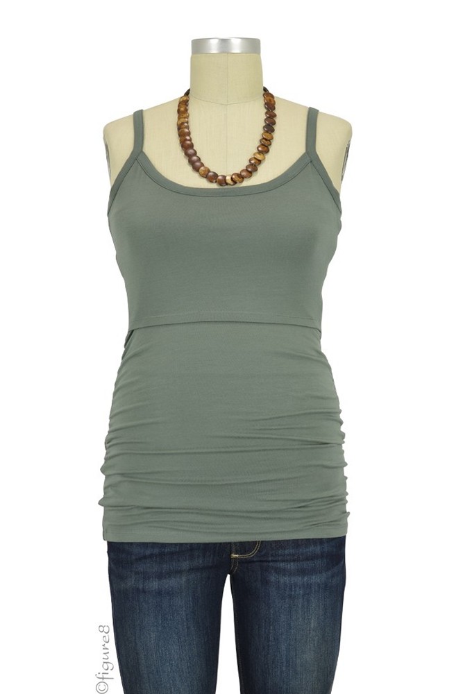 Boob Design Leah Ruched Maternity & Nursing Singlet (Khaki) Boob Design Leah Ruched Maternity & Nursing Singlet (Khaki)