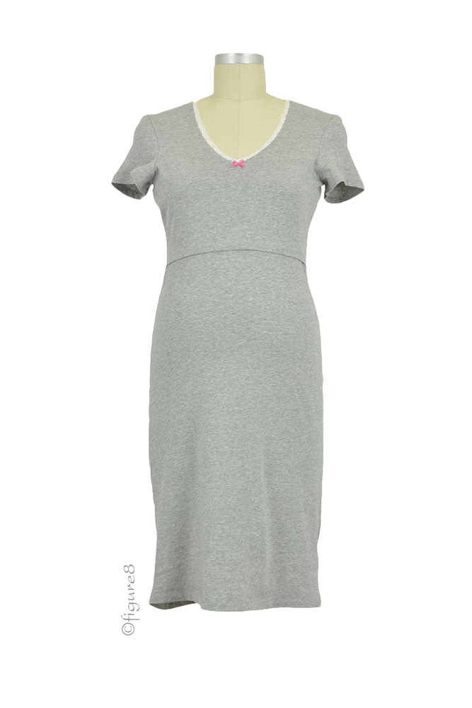 Boob Design Organic Cotton Nursing Night Dress (Grey Melange) Boob Design Organic Cotton Nursing Night Dress (Grey Melange)