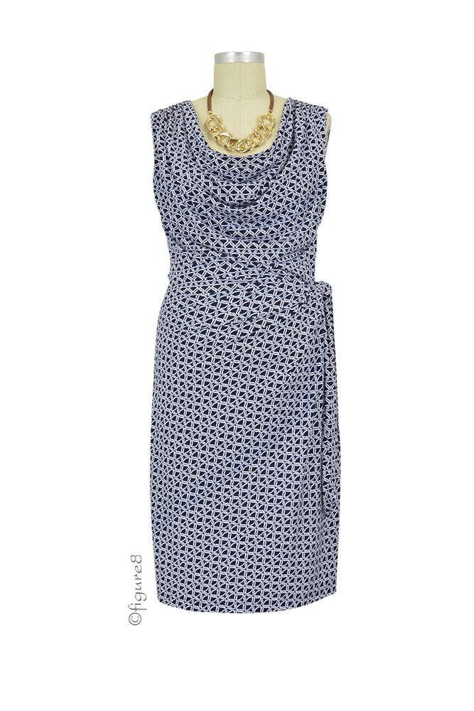 Ezra Drape Front Maternity & Nursing Dress (Navy Chain) Ezra Drape Front Maternity & Nursing Dress (Navy Chain)