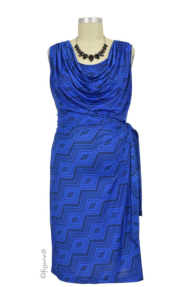 Ezra Drape Front Maternity & Nursing Dress (Royal Diamond Print) Ezra Drape Front Maternity & Nursing Dress (Royal Diamond Print)