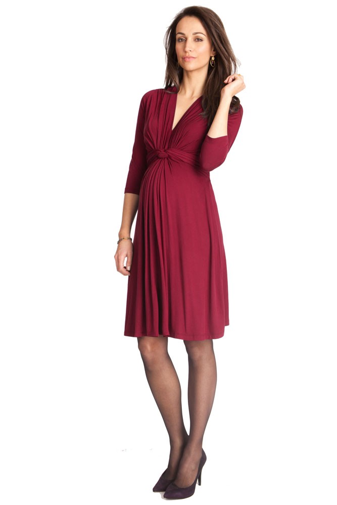 Seraphine Jolene 3/4 Sleeve Maternity Dress (Claret)