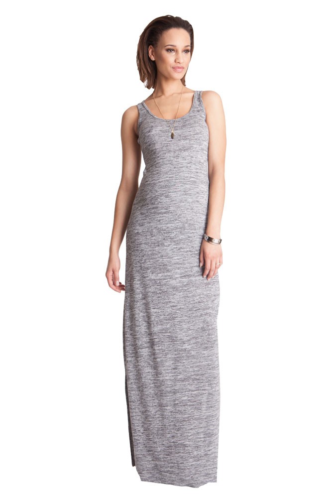 Seraphine Magda Maternity Maxi Dress (Grey Space Dye Print)