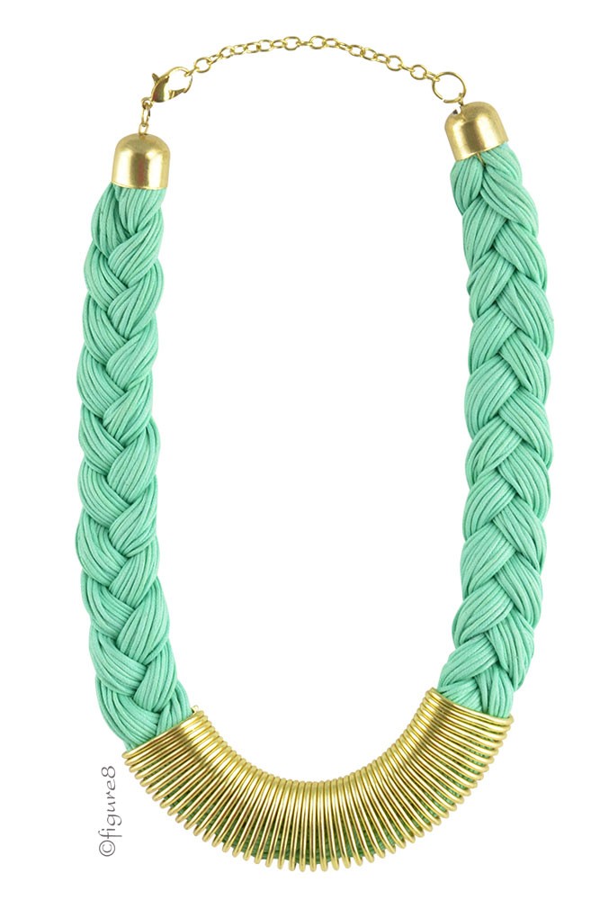 Katie Jumbo Rope Braided Necklace (Mint Green)