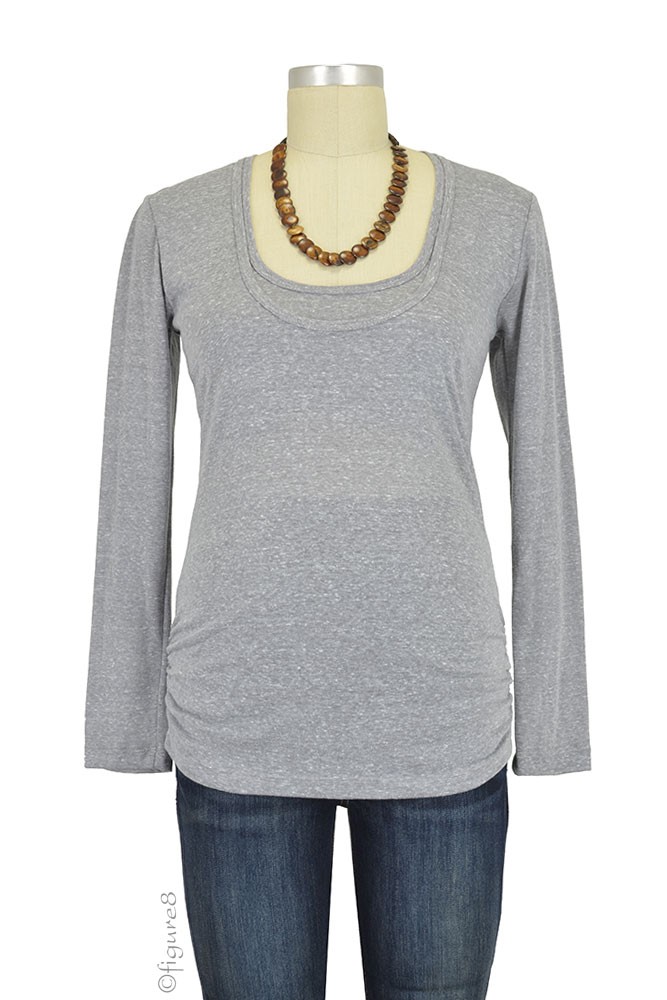 Bun Tri-Blend Cozy Long Sleeve Maternity & Nursing Tee (Heather Grey)