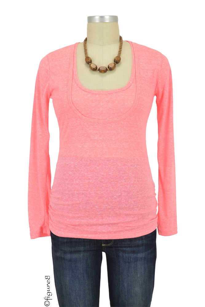 Bun Tri-Blend Cozy Long Sleeve Maternity & Nursing Tee (Hotpink) Bun Tri-Blend Cozy Long Sleeve Maternity & Nursing Tee (Hotpink)