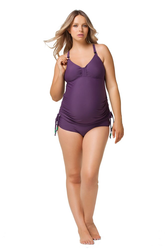 Rosewater by Cake- Shake Maternity & Nursing Tankini (Purple)