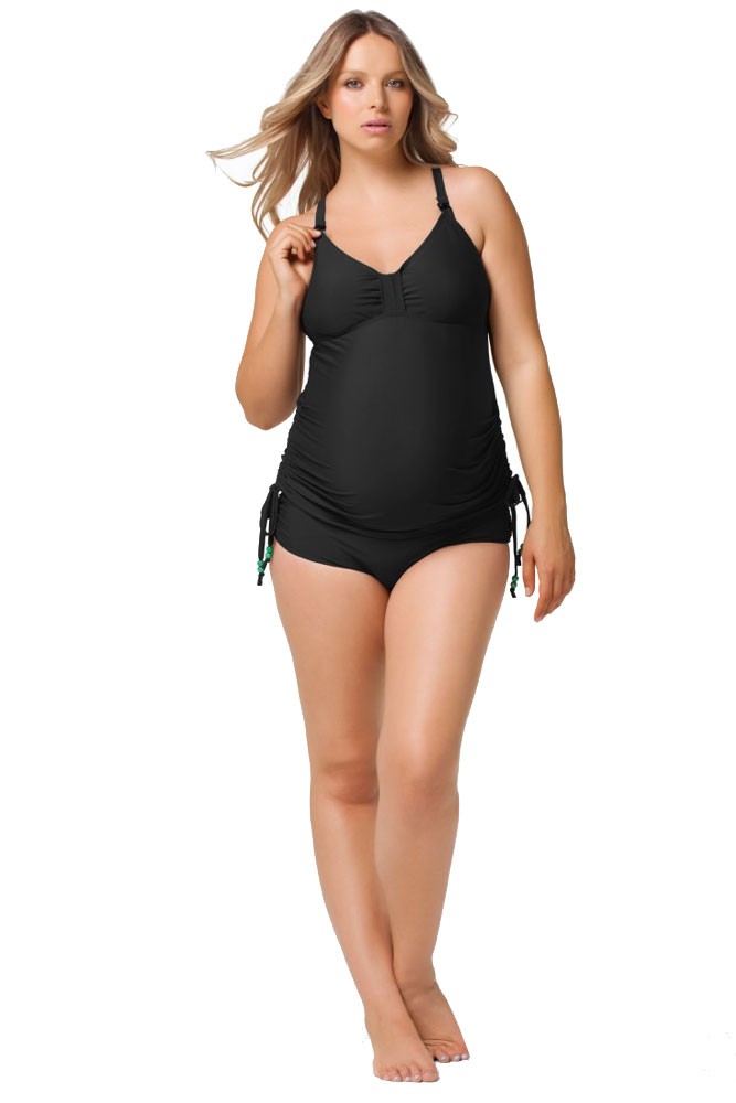 Rosewater by Cake- Shake Maternity & Nursing Tankini (Dark Shake)