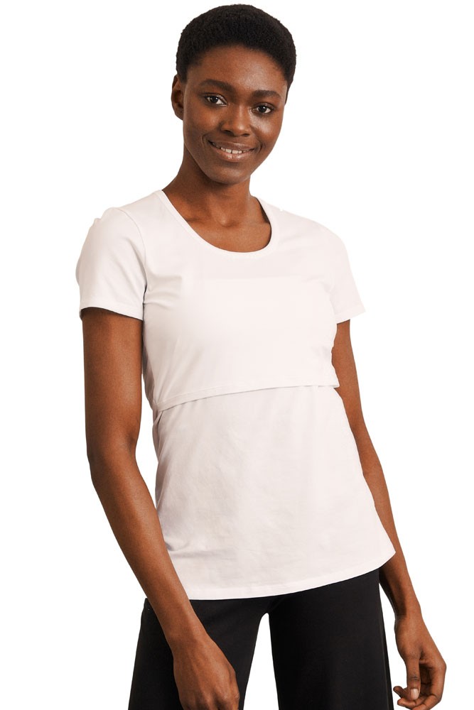 Boob Design Classic Organic Scoop Neck Maternity & Nursing Top (White)