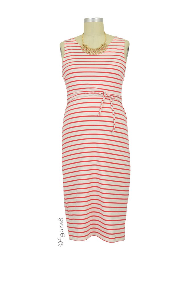 Boob Designs Simone Organic Sleeveless Nursing Dress (Red & Off White Stripes)