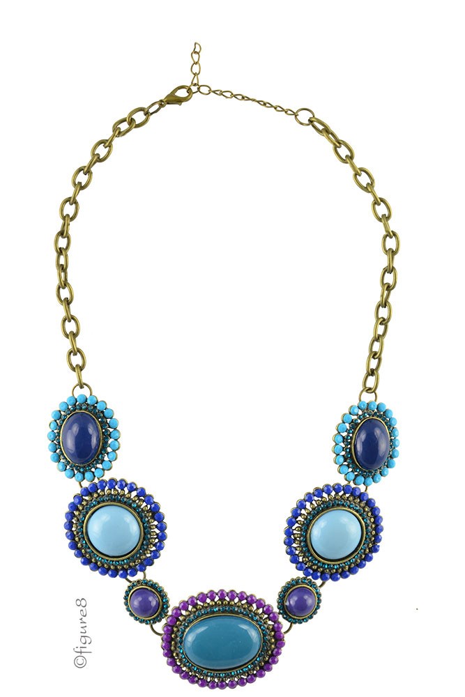Bejeweled Pendant Necklace (Purple/Blue)