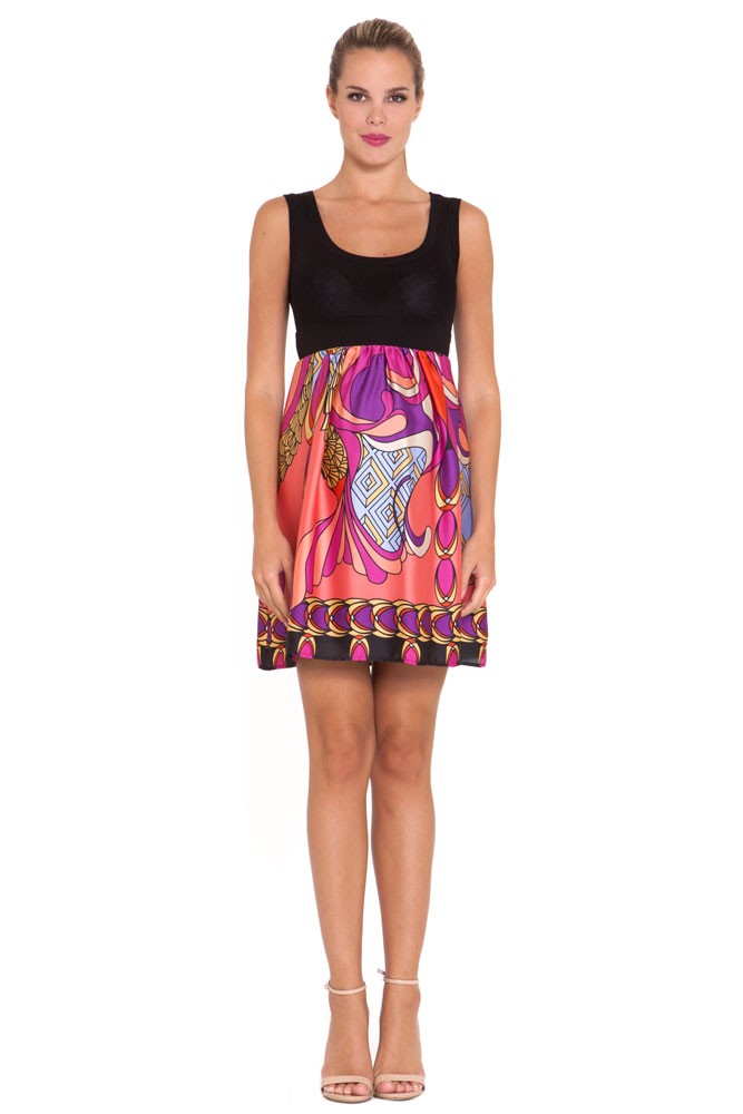 Skylar Maternity Dress (Coral Abstract Print)
