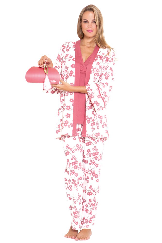 Mackenna 4-pc. Nursing PJ Set with Baby Outfit and Gift Box (Pink Floral) Mackenna 4-pc. Nursing PJ Set with Baby Outfit and Gift Box (Pink Floral)