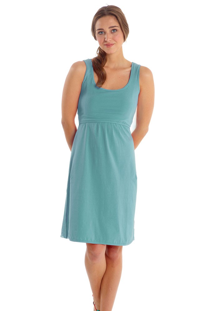 Avery Organic Cotton Scoop Neck Nursing Dress (Nile Blue)
