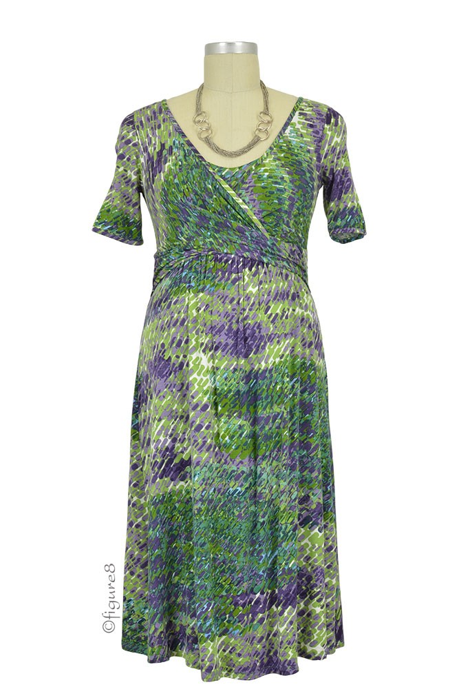 Renee Short Sleeve Wrap Nursing Dress (Forest Print)