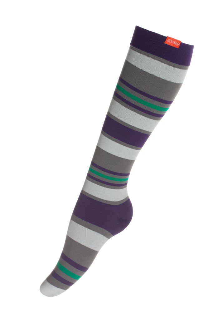 Vim & Vigr 15-20 mmHg Women's Stylish Compression Socks - Nylon (Purple & Grey)