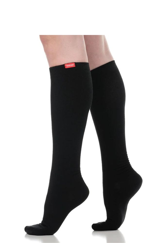Vim & Vigr 15-20 mmHg Compression Socks - Moisture-Wick Nylon (Black)