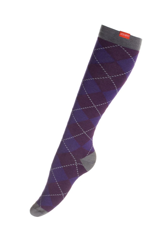Vim & Vigr 15-20 mmHg Women's Stylish Compression Socks - Cotton (Purple & Charcoal)