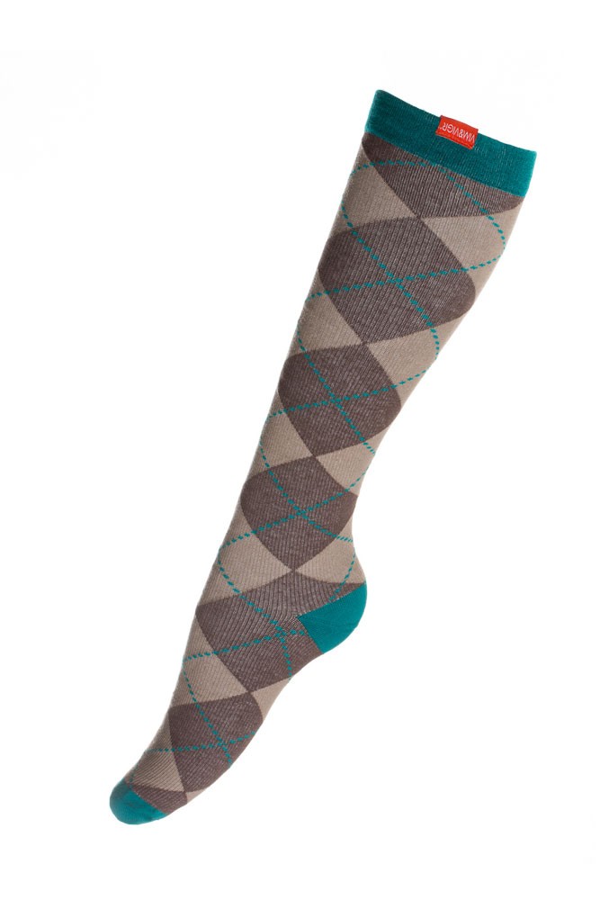 Vim & Vigr 15-20 mmHg Women's Stylish Compression Socks - Cotton (Brown & Teal)