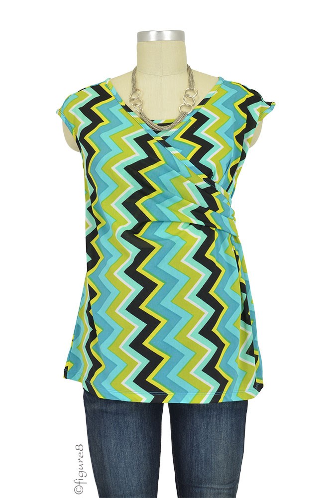 Danica Cap Sleeve Maternity & Nursing Top (Chevron Green) Danica Cap Sleeve Maternity & Nursing Top (Chevron Green)