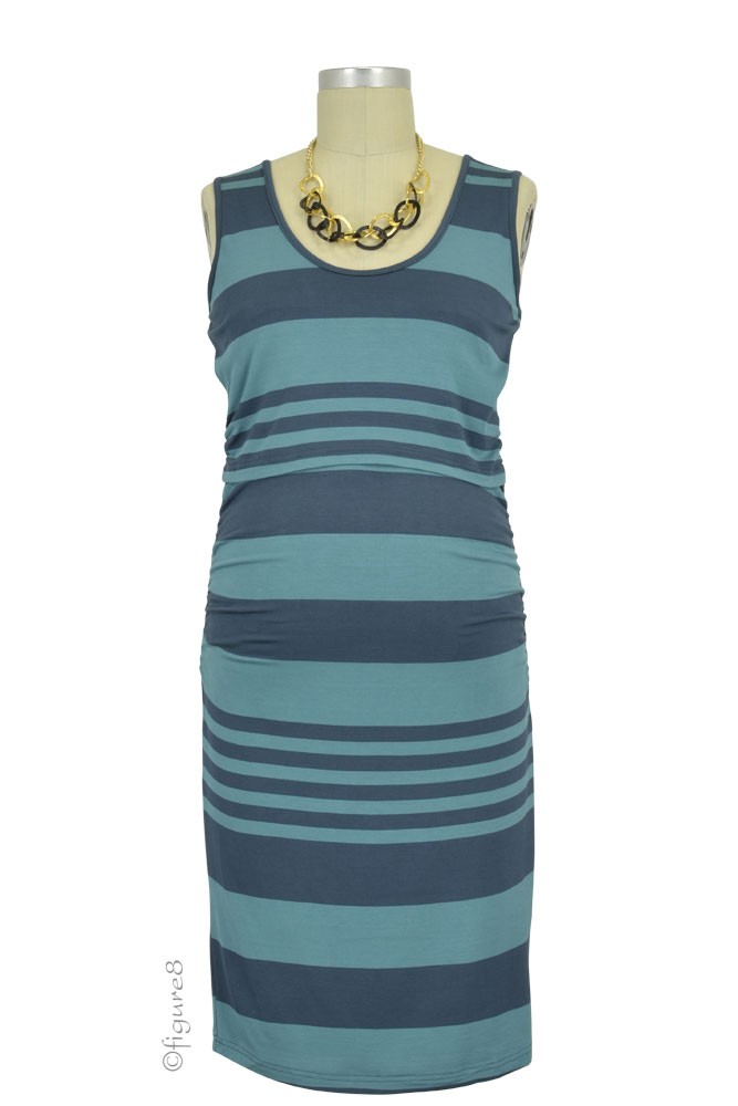 Vanna Striped Maternity & Nursing Tube Dress (Sage & Steel) Vanna Striped Maternity & Nursing Tube Dress (Sage & Steel)