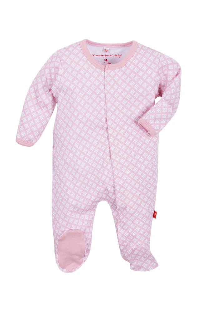 Magnetic Me™ Cotton Magnetic Baby Footie (Pink Diamonds)