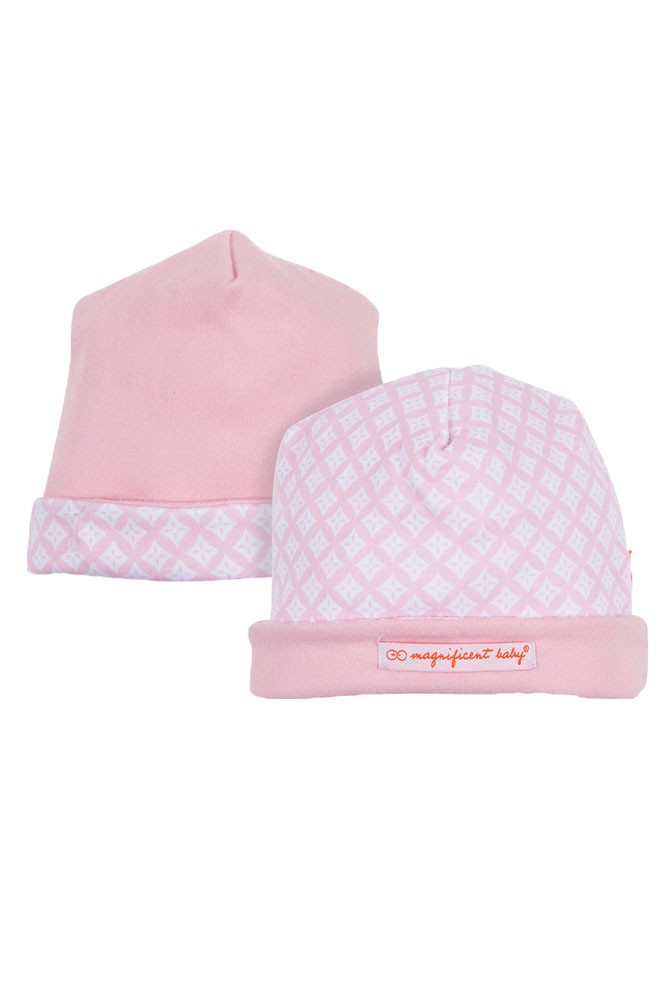 Magnetic Me™ by Magnificent Baby Cotton Reversible Cap (Pink Diamonds)