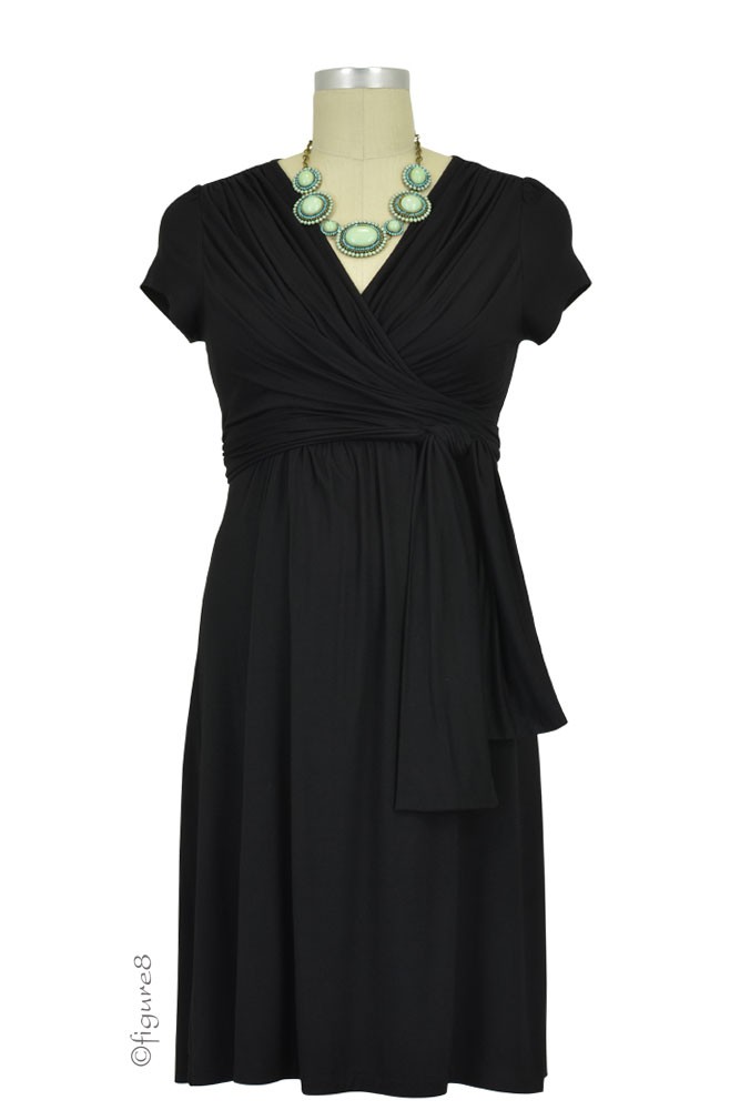 Sophie & Eve Charlotte Short-Sleeve Bamboo Wrap Maternity & Nursing Dress (Black) Sophie & Eve Charlotte Short-Sleeve Bamboo Wrap Maternity & Nursing Dress (Black)
