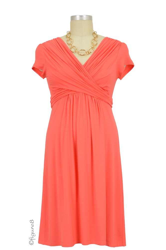 Sophie & Eve Charlotte Short-Sleeve Bamboo Wrap Maternity & Nursing Dress (Grapefruit) Sophie & Eve Charlotte Short-Sleeve Bamboo Wrap Maternity & Nursing Dress (Grapefruit)