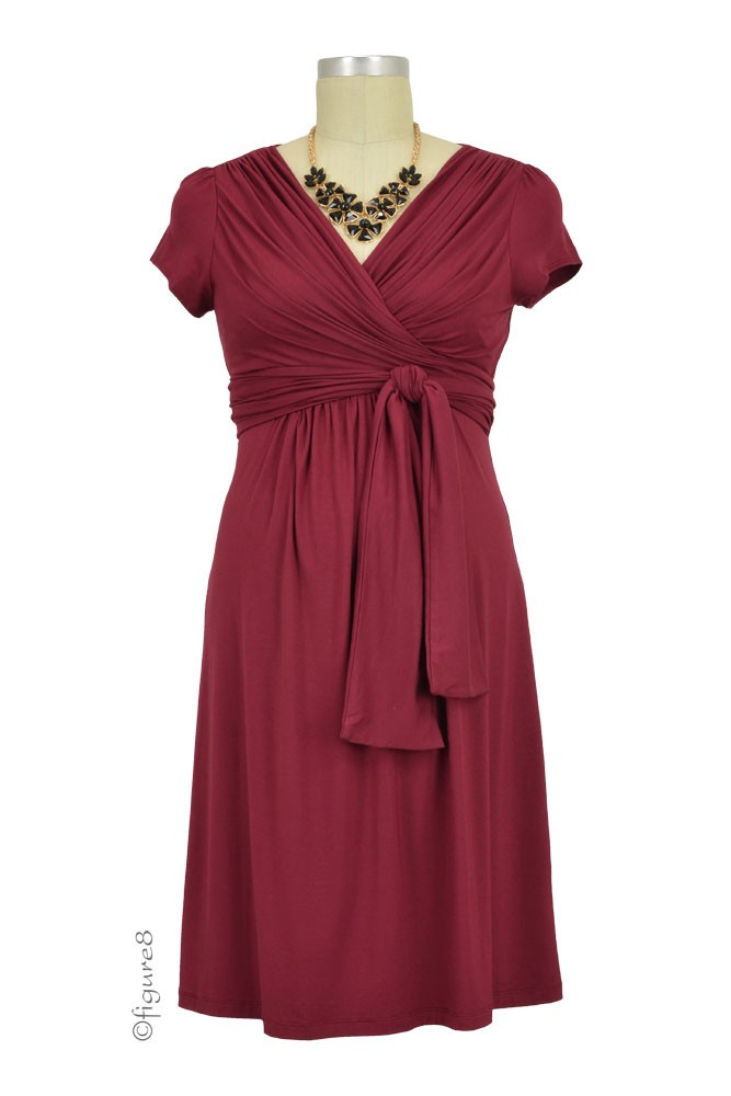 Sophie & Eve Charlotte Short-Sleeve Bamboo Wrap Maternity & Nursing Dress (Burgundy) Sophie & Eve Charlotte Short-Sleeve Bamboo Wrap Maternity & Nursing Dress (Burgundy)