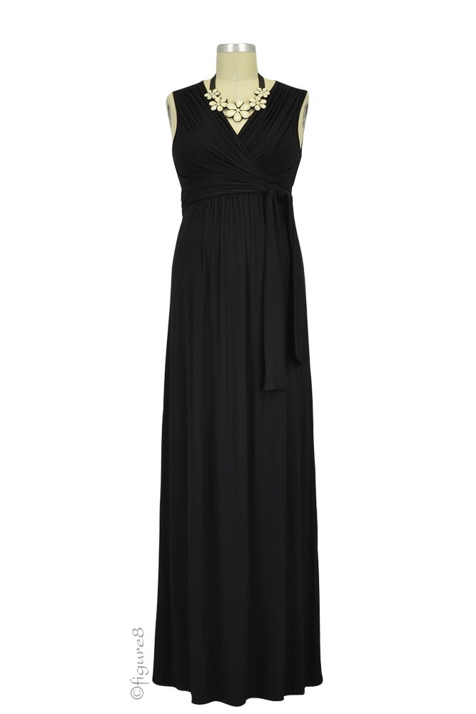 Sophie & Eve Charlotte Bamboo Maxi Maternity & Nursing Dress (Black)