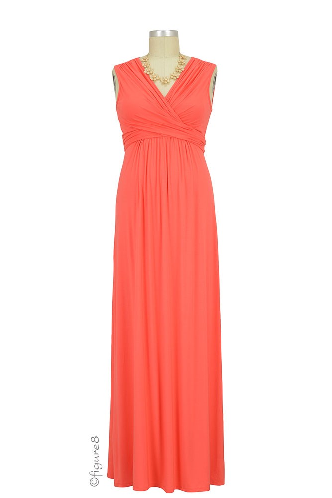 Sophie & Eve Charlotte Bamboo Maxi Maternity & Nursing Dress (Grapefruit) Sophie & Eve Charlotte Bamboo Maxi Maternity & Nursing Dress (Grapefruit)