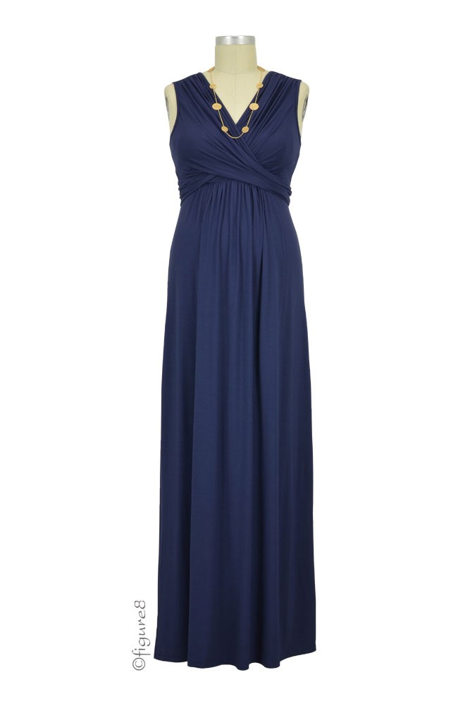 Sophie & Eve Charlotte Bamboo Maxi Maternity & Nursing Dress (Washed Navy) Sophie & Eve Charlotte Bamboo Maxi Maternity & Nursing Dress (Washed Navy)