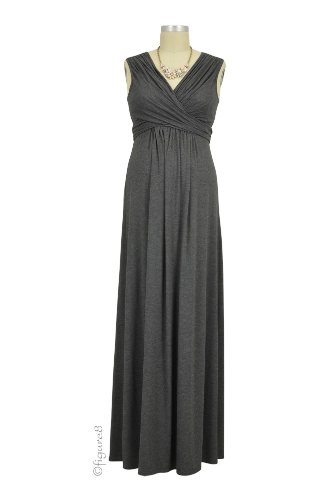 Sophie & Eve Charlotte Bamboo Maxi Maternity & Nursing Dress (Dark Heather Grey) Sophie & Eve Charlotte Bamboo Maxi Maternity & Nursing Dress (Dark Heather Grey)